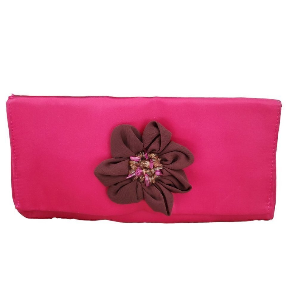FUSCHIA SATIN AVON CLUTCH
